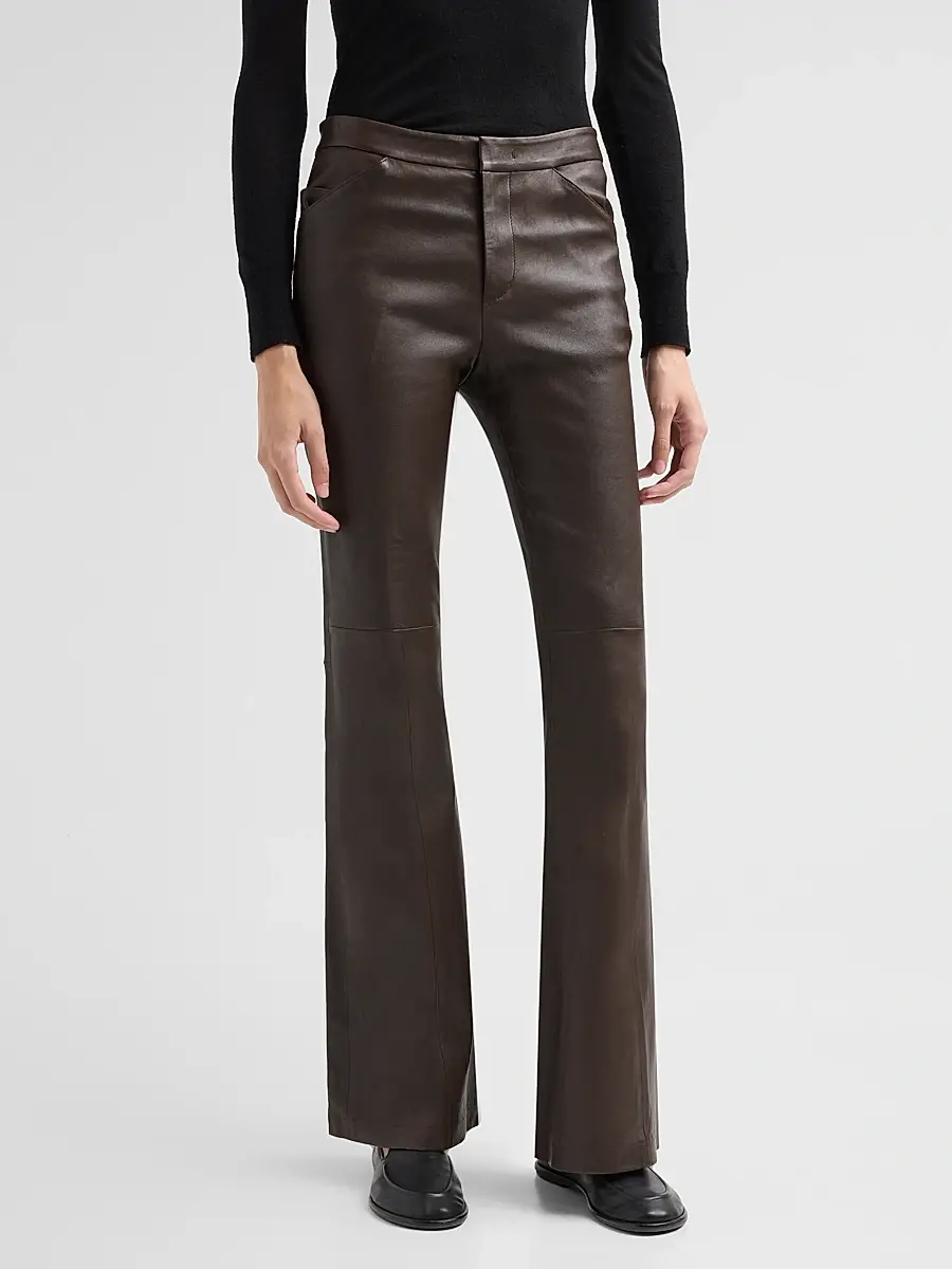 Vince Women's Mid-Rise Stretch-Leather Flare Pants | Thumbnail 4 Vince Women's Mid-Rise Stretch-Leather Flare Pants | Thumbnail 4