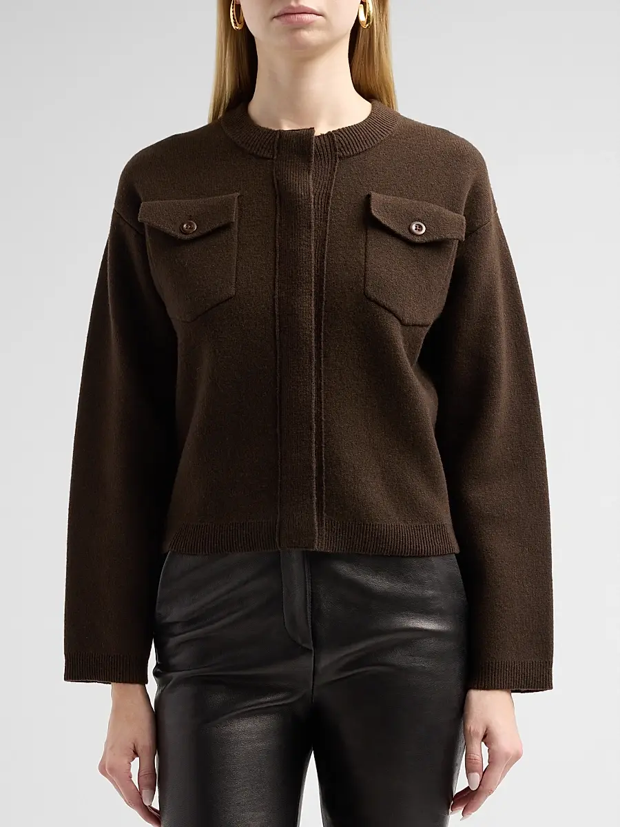 Vince Women's Wool-Blend Patch-Pocket Sweater Jacket | Thumbnail 5 Vince Women's Wool-Blend Patch-Pocket Sweater Jacket | Thumbnail 5