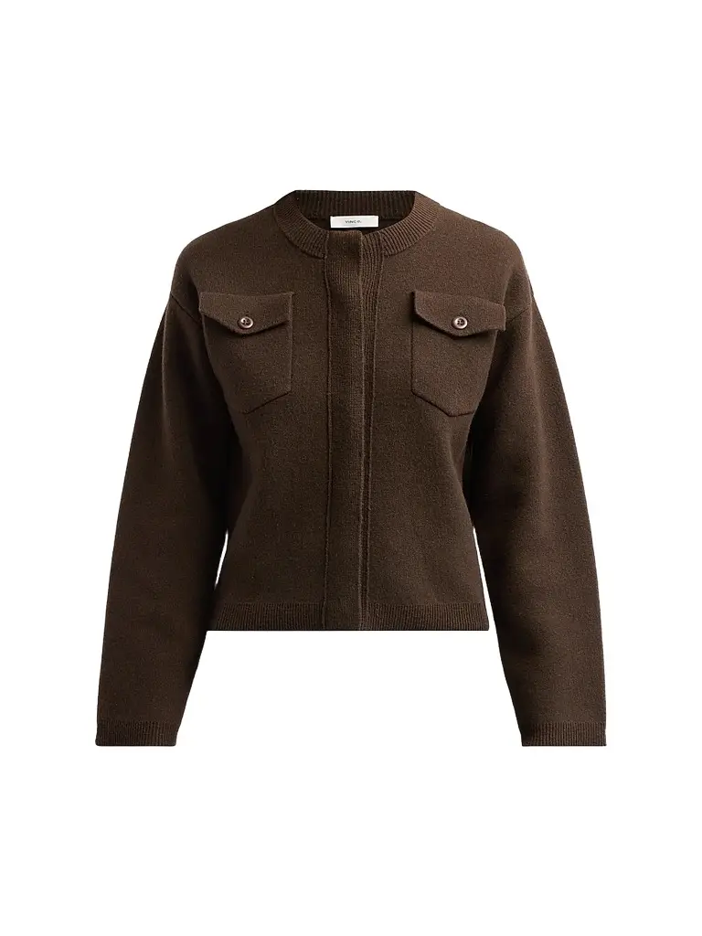 Vince Women's Wool-Blend Patch-Pocket Sweater Jacket