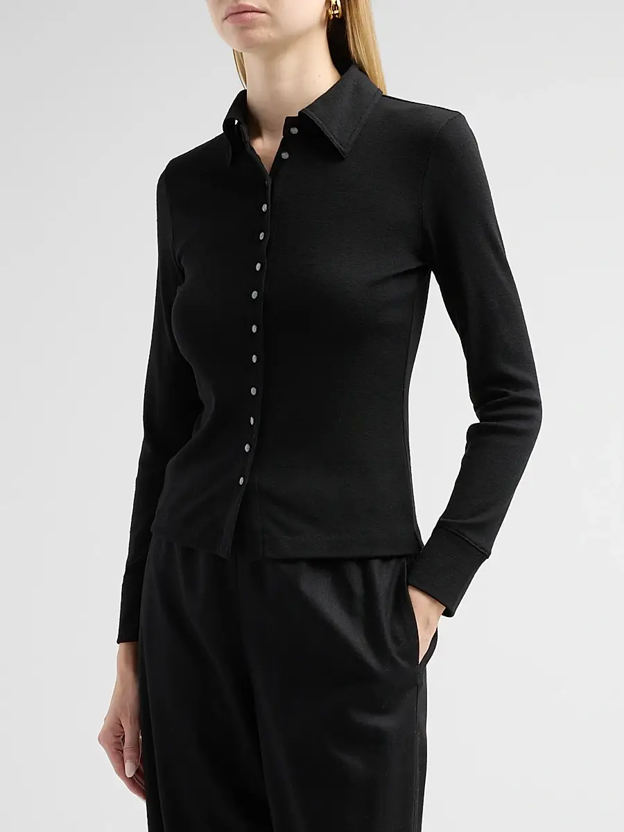 Vince Women's Multi-Button Collared Wool-Blend Cardigan | Thumbnail 4 Vince Women's Multi-Button Collared Wool-Blend Cardigan | Thumbnail 4