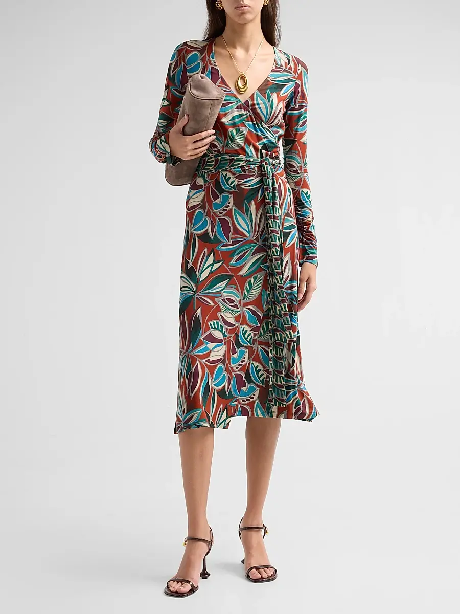 Johnny Was Women's The Janie Favorite Printed Wrap Midi Dress | Thumbnail 2