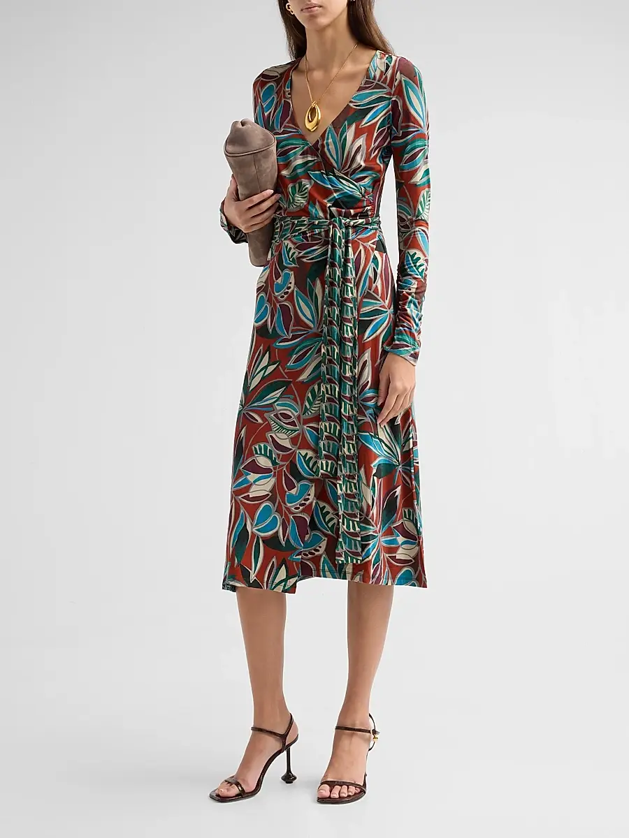 Johnny Was Women's The Janie Favorite Printed Wrap Midi Dress | Thumbnail 4