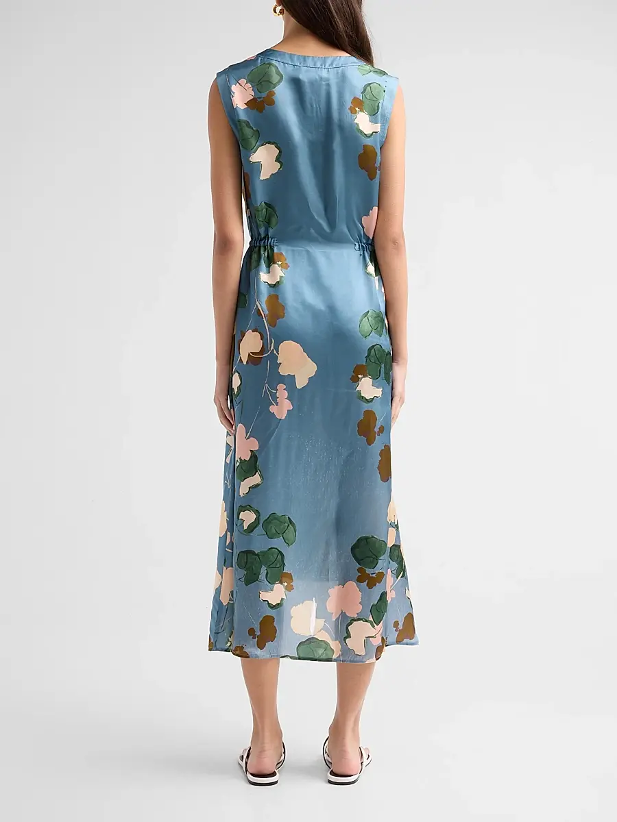 Johnny Was Women's Axelle Floral Satin Midi Dress | Thumbnail 3