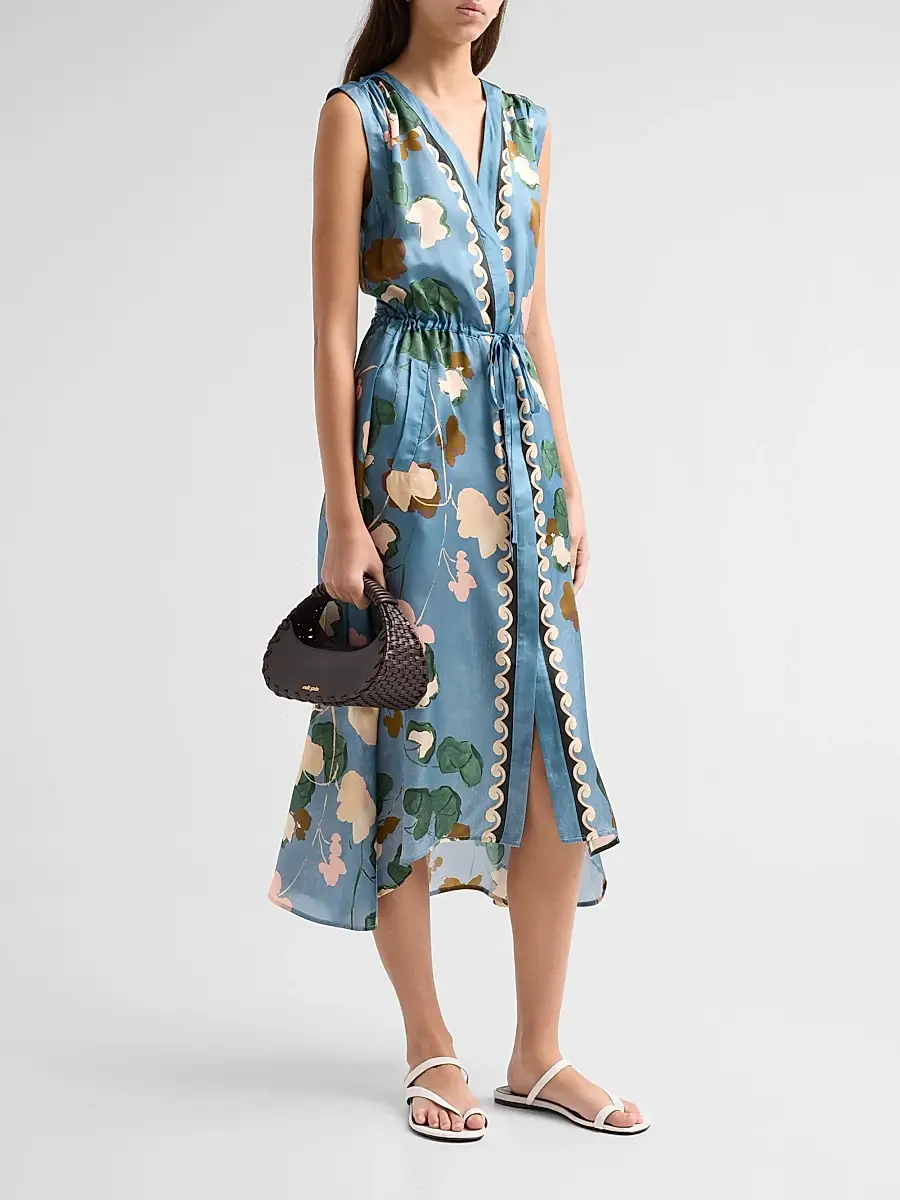Johnny Was Women's Axelle Floral Satin Midi Dress | Thumbnail 4