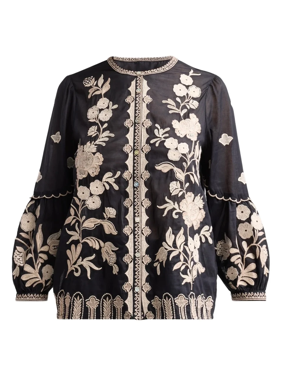 Women's Scallop Embroidered Cotton Blouse Women's Scallop Embroidered Cotton Blouse
