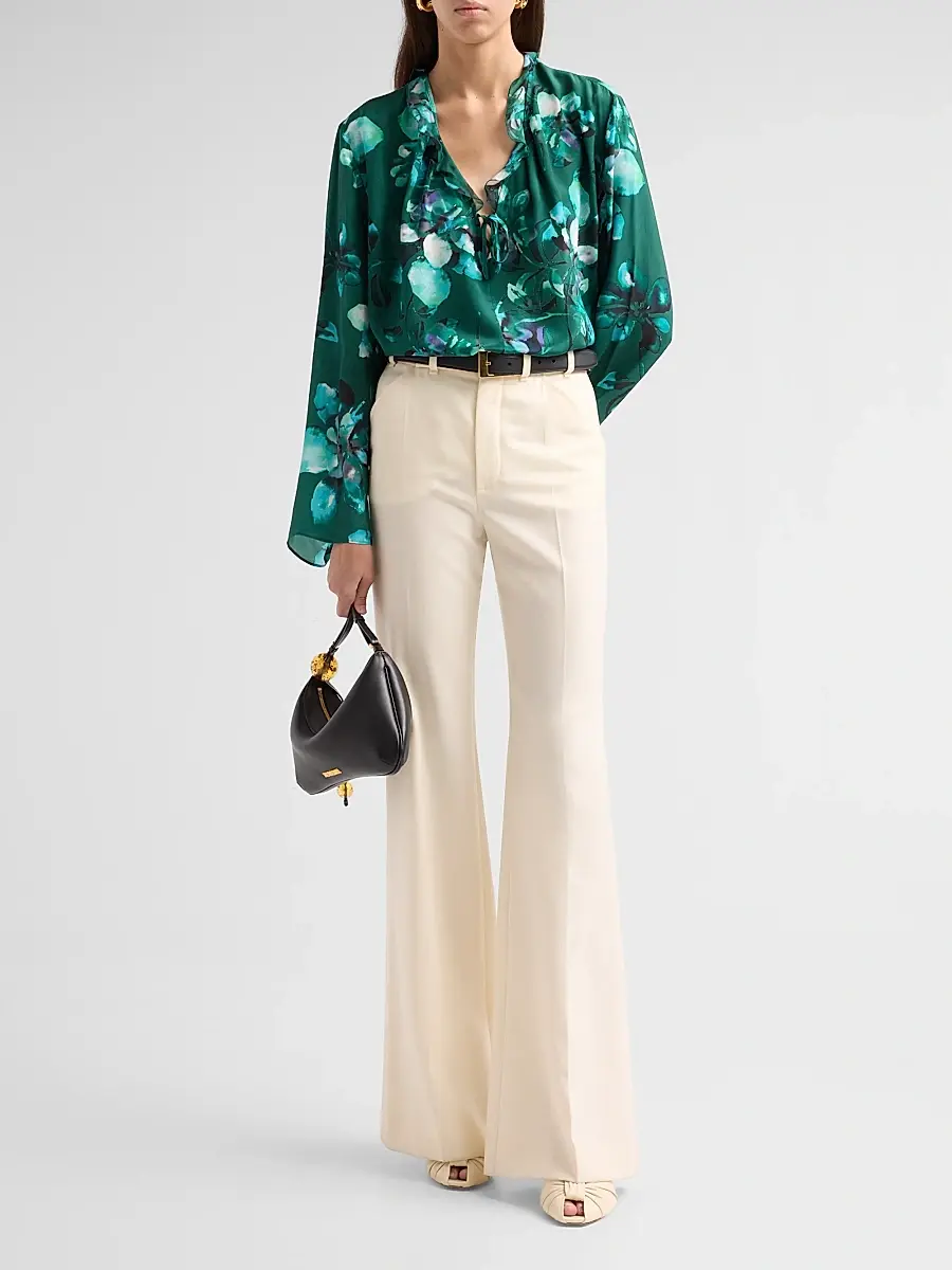 Johnny Was Women's Forti Floral Silk Ruffle Blouse | Thumbnail 2