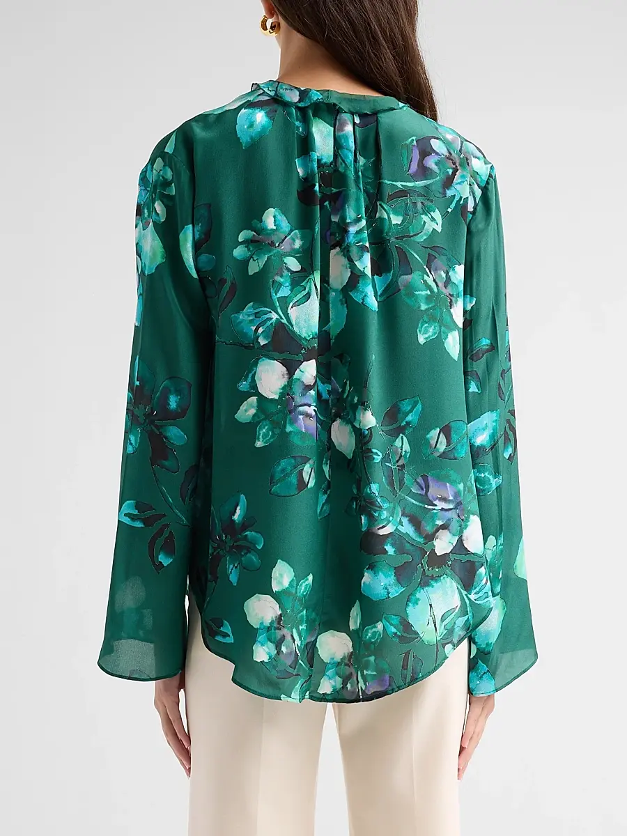 Johnny Was Women's Forti Floral Silk Ruffle Blouse | Thumbnail 3