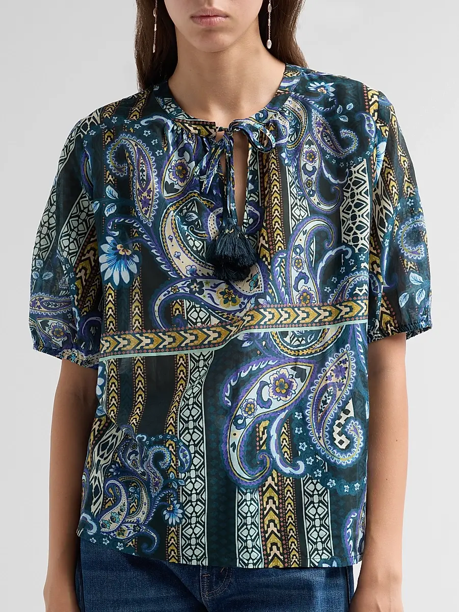 Johnny Was Women's Margot Cotton-Silk Tassel Top | Thumbnail 5 Johnny Was Women's Margot Cotton-Silk Tassel Top | Thumbnail 5
