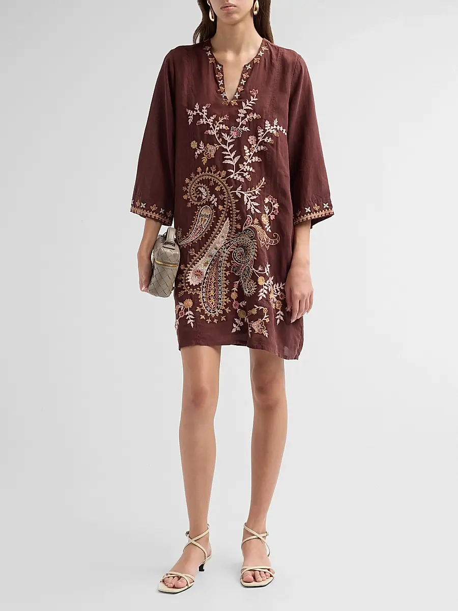 Johnny Was Women's Embroidered Paisley Swing Mini Dress | Thumbnail 2