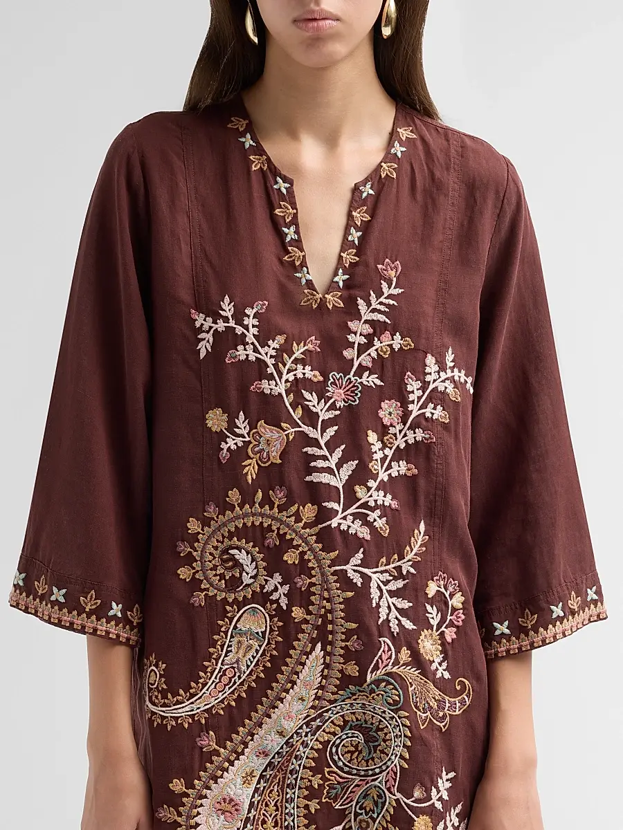 Johnny Was Women's Embroidered Paisley Swing Mini Dress | Thumbnail 5