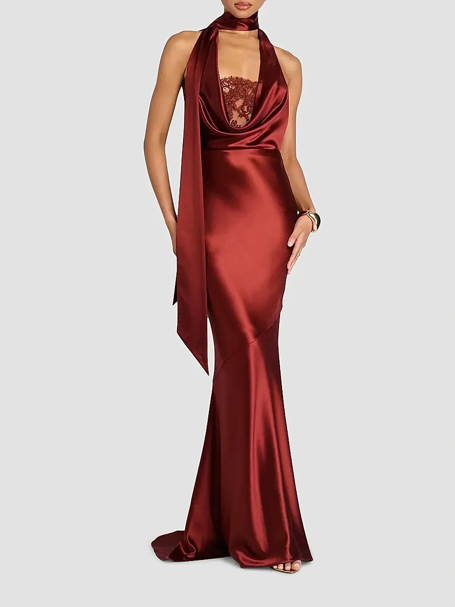Retrofête Women's Melly Satin Halterneck Maxi-Dress | Thumbnail 2 Retrofête Women's Melly Satin Halterneck Maxi-Dress | Thumbnail 2
