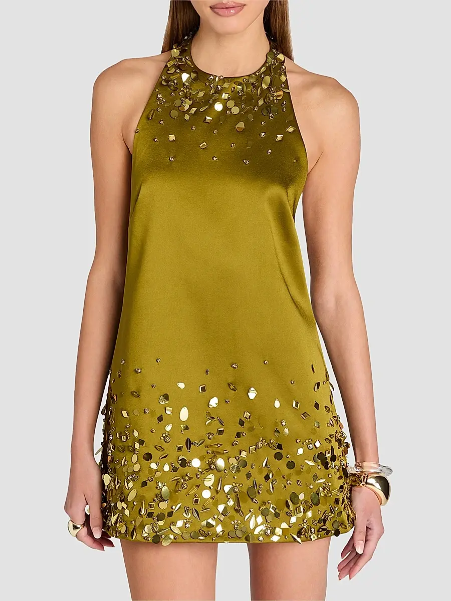 Retrofête Women's Tobonie Embellished Halterneck Mini Dress | Thumbnail 4 Retrofête Women's Tobonie Embellished Halterneck Mini Dress | Thumbnail 4
