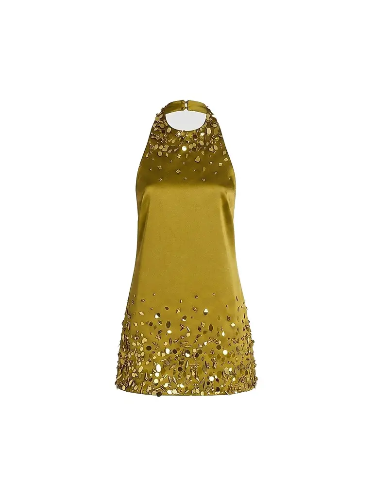 Retrofête Women's Tobonie Embellished Halterneck Mini Dress