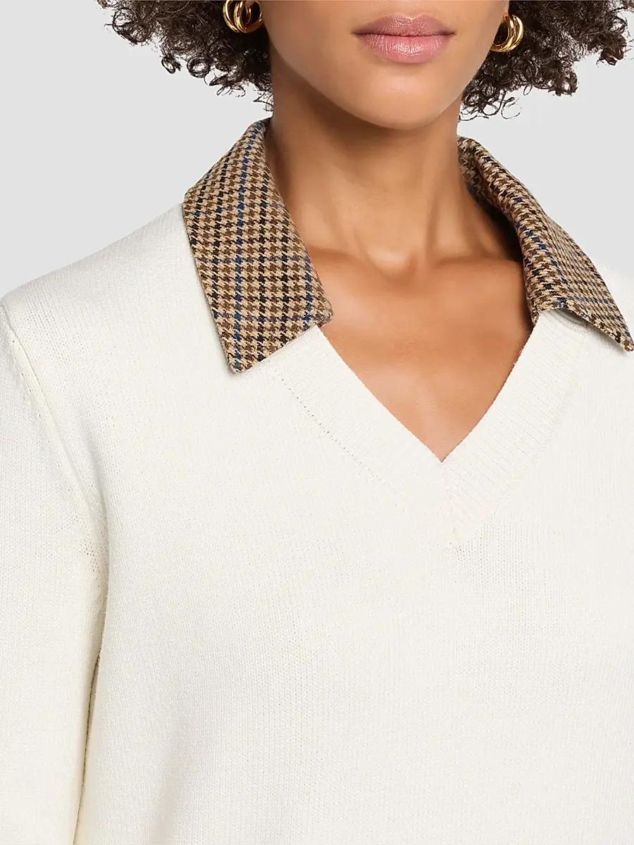 SEROYA Women's Maia Houndstooth Shirt-Trim Knit Sweater | Thumbnail 5 SEROYA Women's Maia Houndstooth Shirt-Trim Knit Sweater | Thumbnail 5