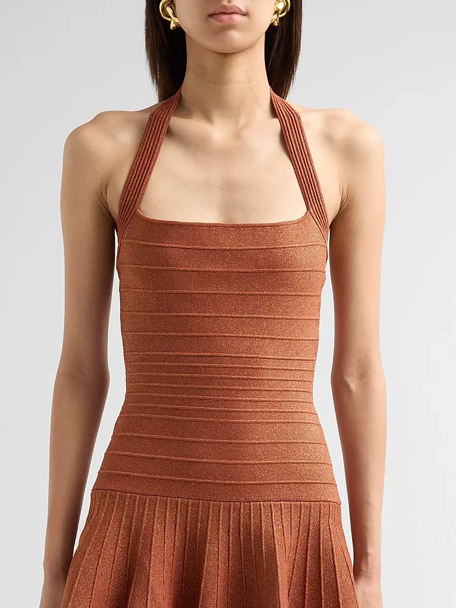 Retrofête Women's Serenna Metallic Knit Halterneck Mini Dress | Thumbnail 5 Retrofête Women's Serenna Metallic Knit Halterneck Mini Dress | Thumbnail 5