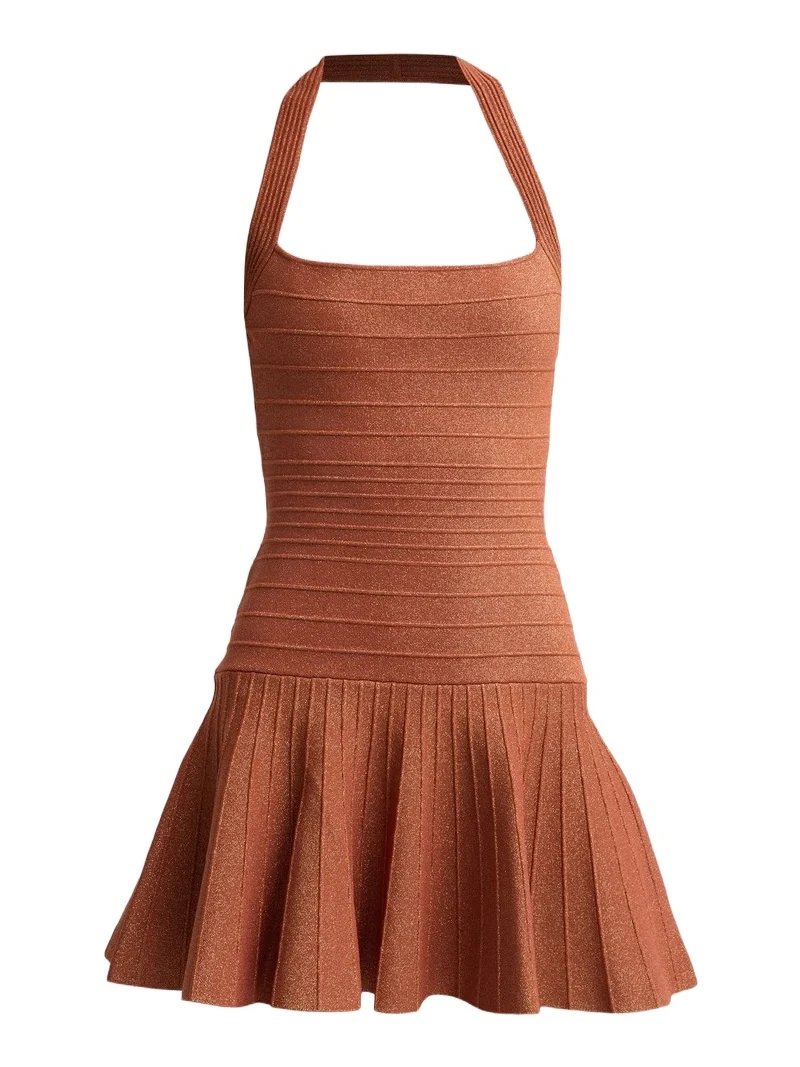 Women's Serenna Metallic Knit Halterneck Mini Dress Women's Serenna Metallic Knit Halterneck Mini Dress