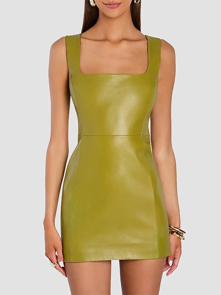 Retrofête Women's Tilde Leather Body-Con Mini Dress | Thumbnail 6 Retrofête Women's Tilde Leather Body-Con Mini Dress | Thumbnail 6