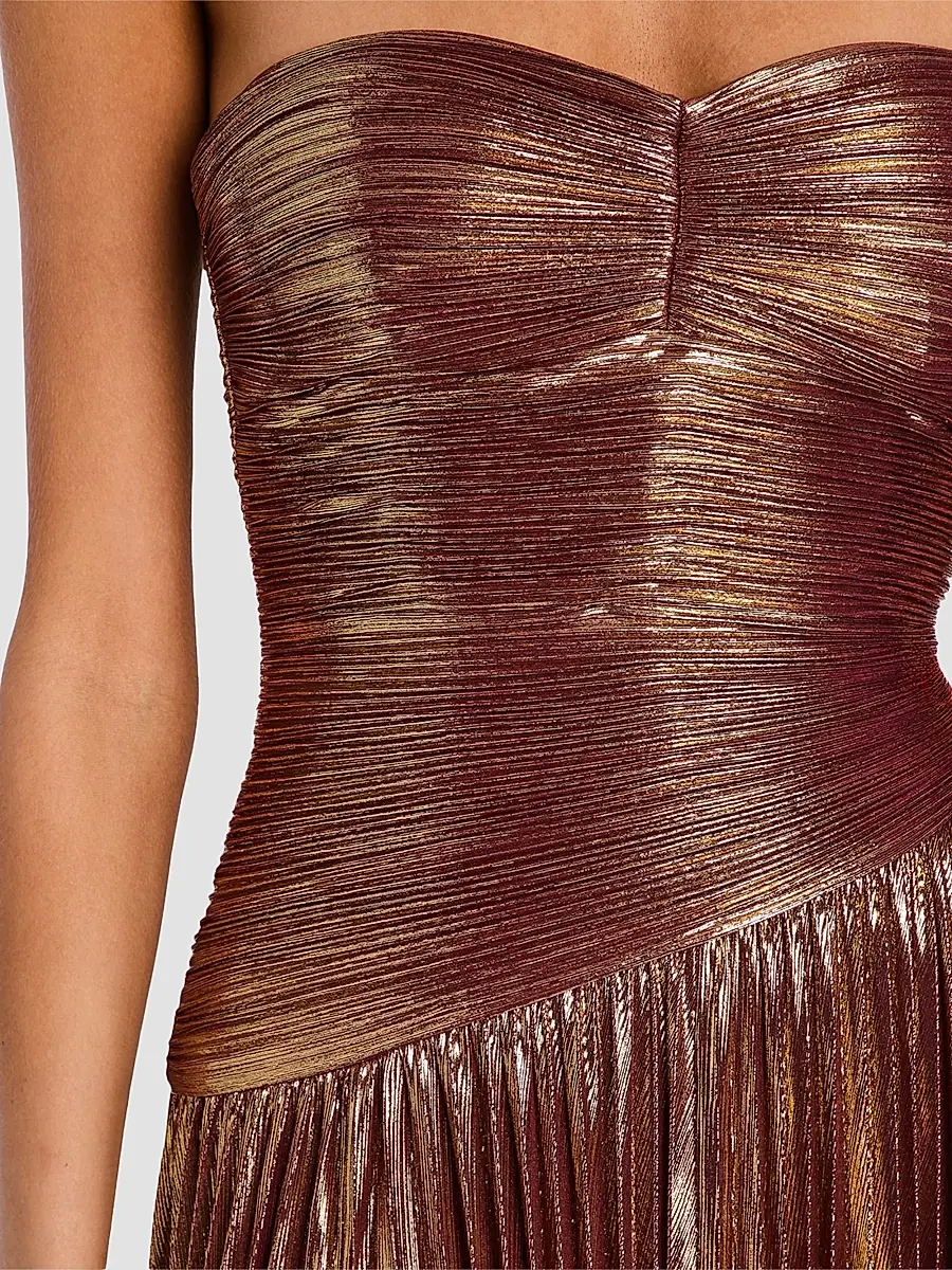 Retrofête Women's Saba Strapless Pleated Metallic Maxi-Dress | Thumbnail 5 Retrofête Women's Saba Strapless Pleated Metallic Maxi-Dress | Thumbnail 5