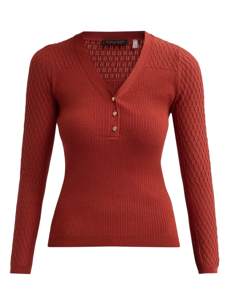 Elie Tahari Women's The Yusra Henley Sweater