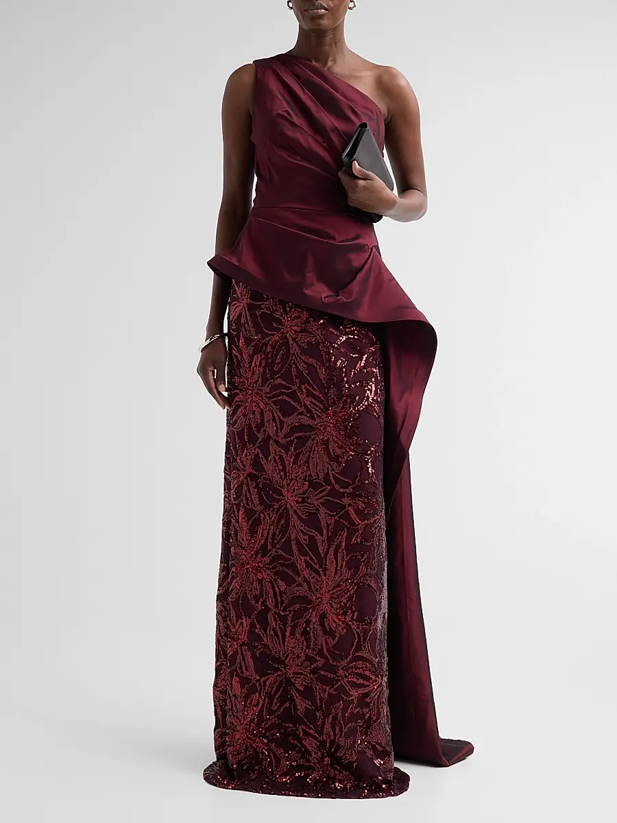 Teri Jon by Rickie Freeman Women's Taffeta Sequined Sculpted Gown | Thumbnail 2