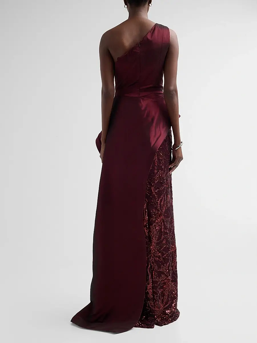 Teri Jon by Rickie Freeman Women's Taffeta Sequined Sculpted Gown | Thumbnail 3