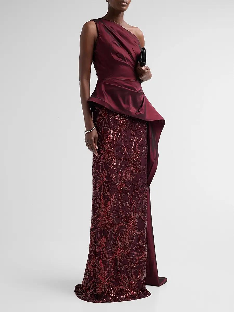 Teri Jon by Rickie Freeman Women's Taffeta Sequined Sculpted Gown | Thumbnail 4