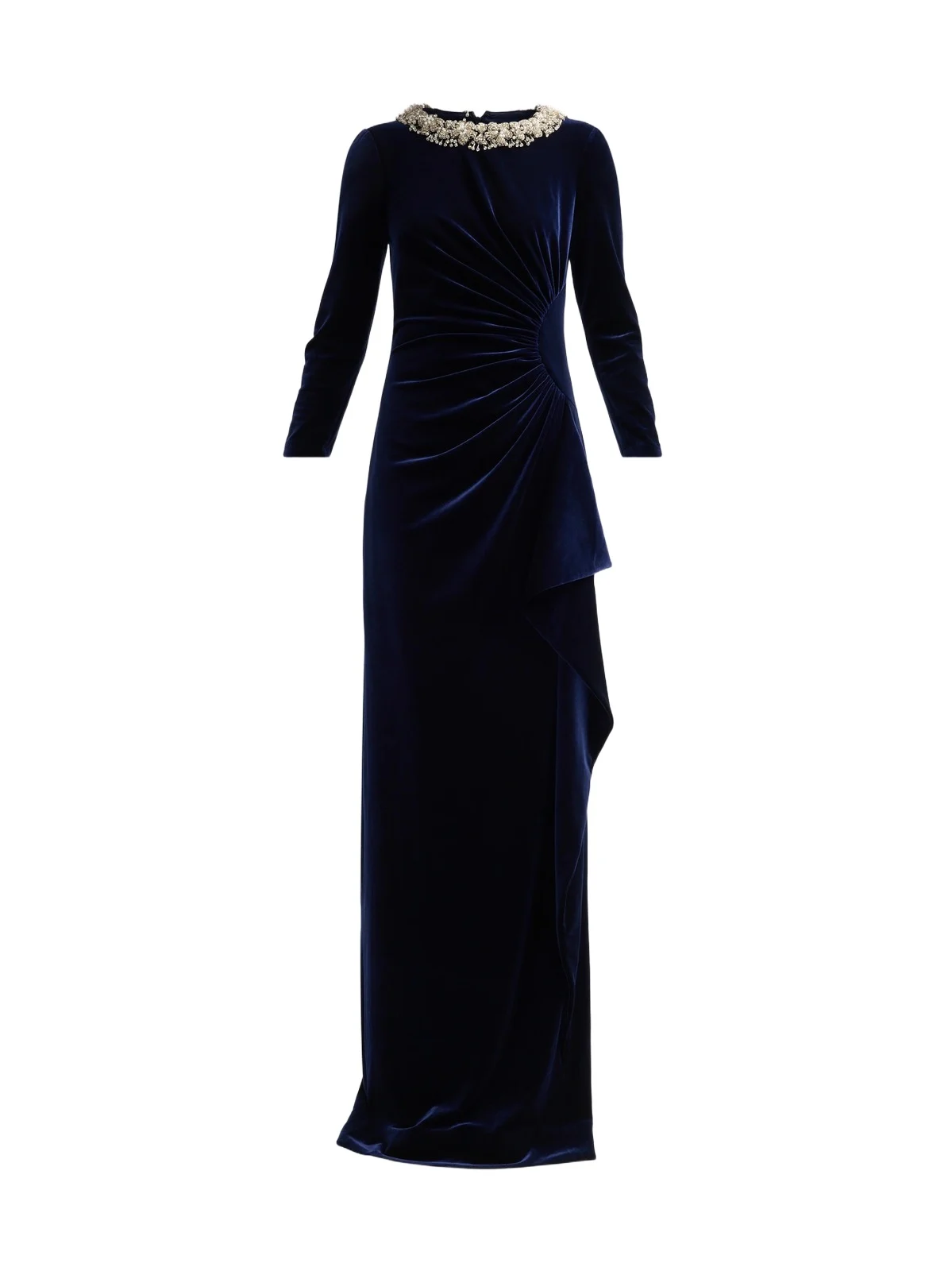 Women's Jewel Collar Velvet Drape Gown Women's Jewel Collar Velvet Drape Gown