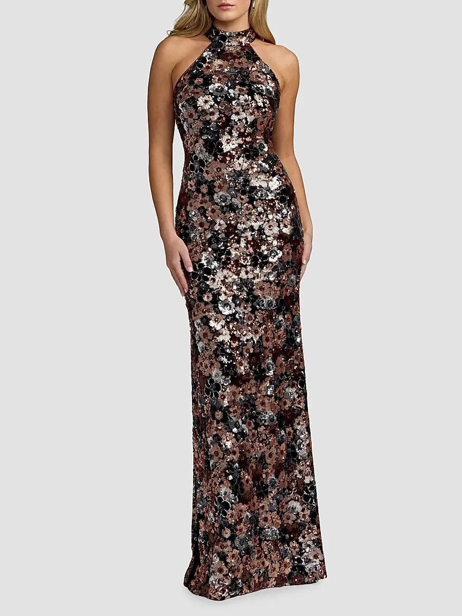 Mac Duggal Women's Sequined Column Gown | Thumbnail 2 Mac Duggal Women's Sequined Column Gown | Thumbnail 2