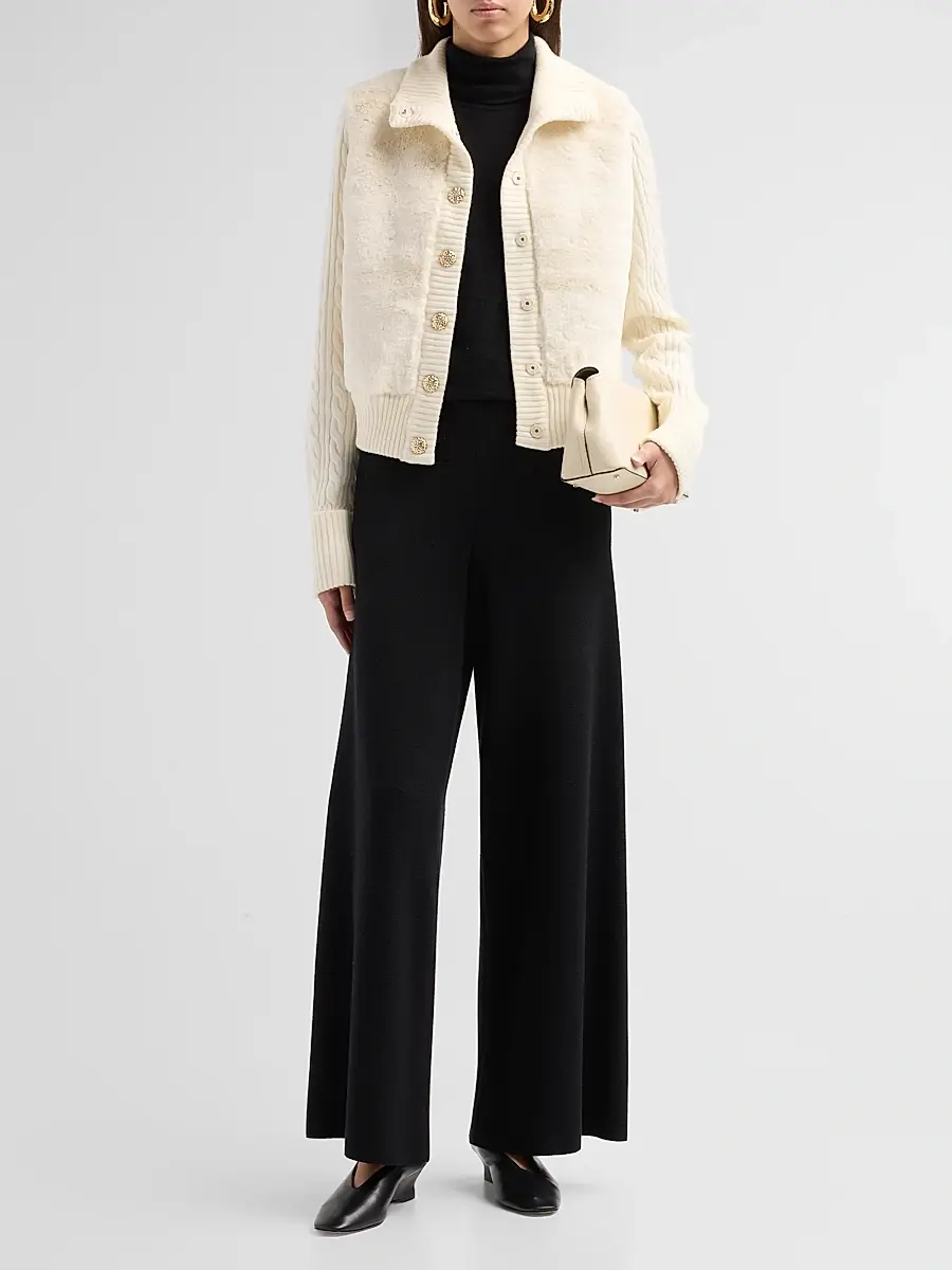Cara Cara Women's Logan Wool-Cashmere Faux-Fur Cardigan | Thumbnail 2 Cara Cara Women's Logan Wool-Cashmere Faux-Fur Cardigan | Thumbnail 2