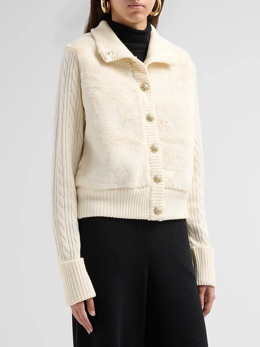 Cara Cara Women's Logan Wool-Cashmere Faux-Fur Cardigan | Thumbnail 4 Cara Cara Women's Logan Wool-Cashmere Faux-Fur Cardigan | Thumbnail 4