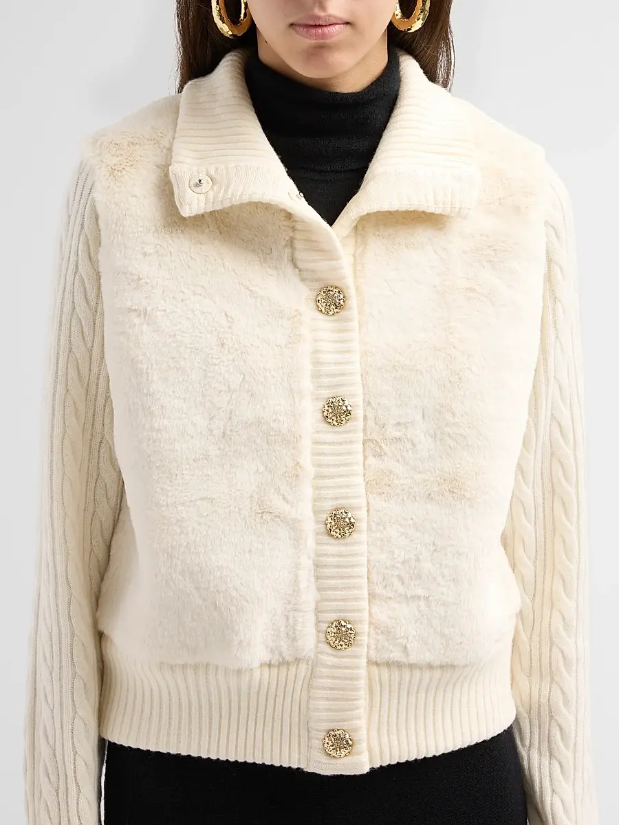 Cara Cara Women's Logan Wool-Cashmere Faux-Fur Cardigan | Thumbnail 5 Cara Cara Women's Logan Wool-Cashmere Faux-Fur Cardigan | Thumbnail 5