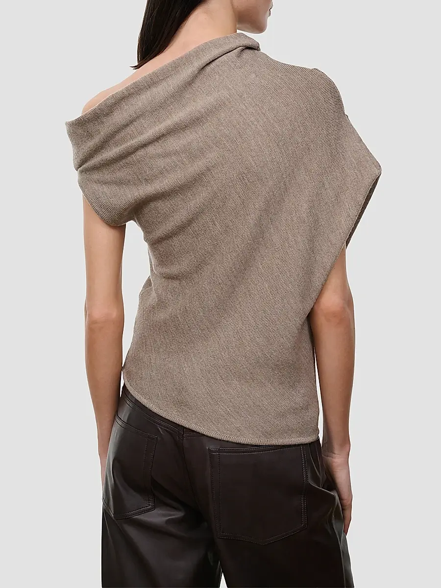 Staud Women's Mabel Merino Wool Asymmetric Sweater | Thumbnail 3 Staud Women's Mabel Merino Wool Asymmetric Sweater | Thumbnail 3