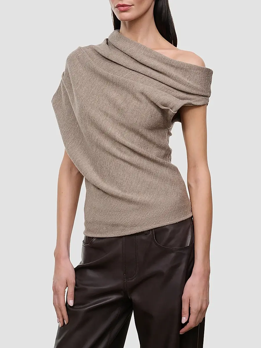 Staud Women's Mabel Merino Wool Asymmetric Sweater | Thumbnail 4 Staud Women's Mabel Merino Wool Asymmetric Sweater | Thumbnail 4