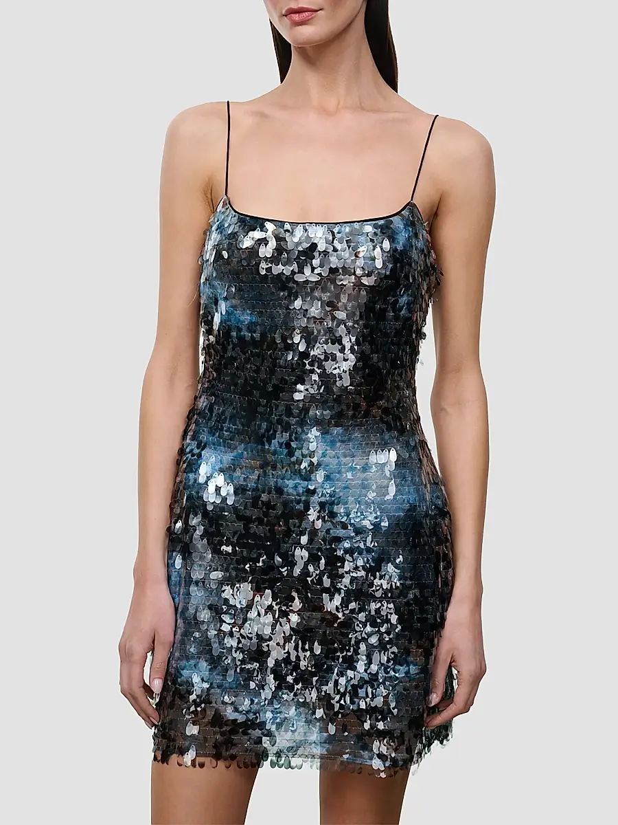 Staud Women's Sur Sequin Square-Neck Mini Dress | Thumbnail 3 Staud Women's Sur Sequin Square-Neck Mini Dress | Thumbnail 3