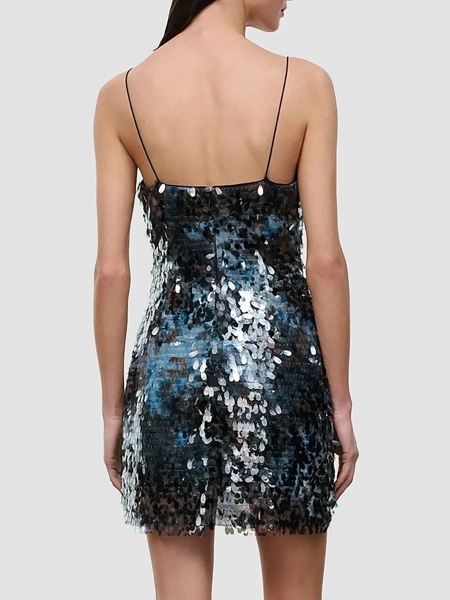 Staud Women's Sur Sequin Square-Neck Mini Dress | Thumbnail 4 Staud Women's Sur Sequin Square-Neck Mini Dress | Thumbnail 4