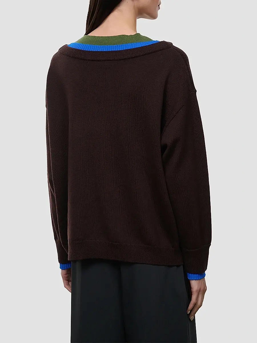 Staud Women's Norman Merino-Wool V-Neck Sweater | Thumbnail 3 Staud Women's Norman Merino-Wool V-Neck Sweater | Thumbnail 3