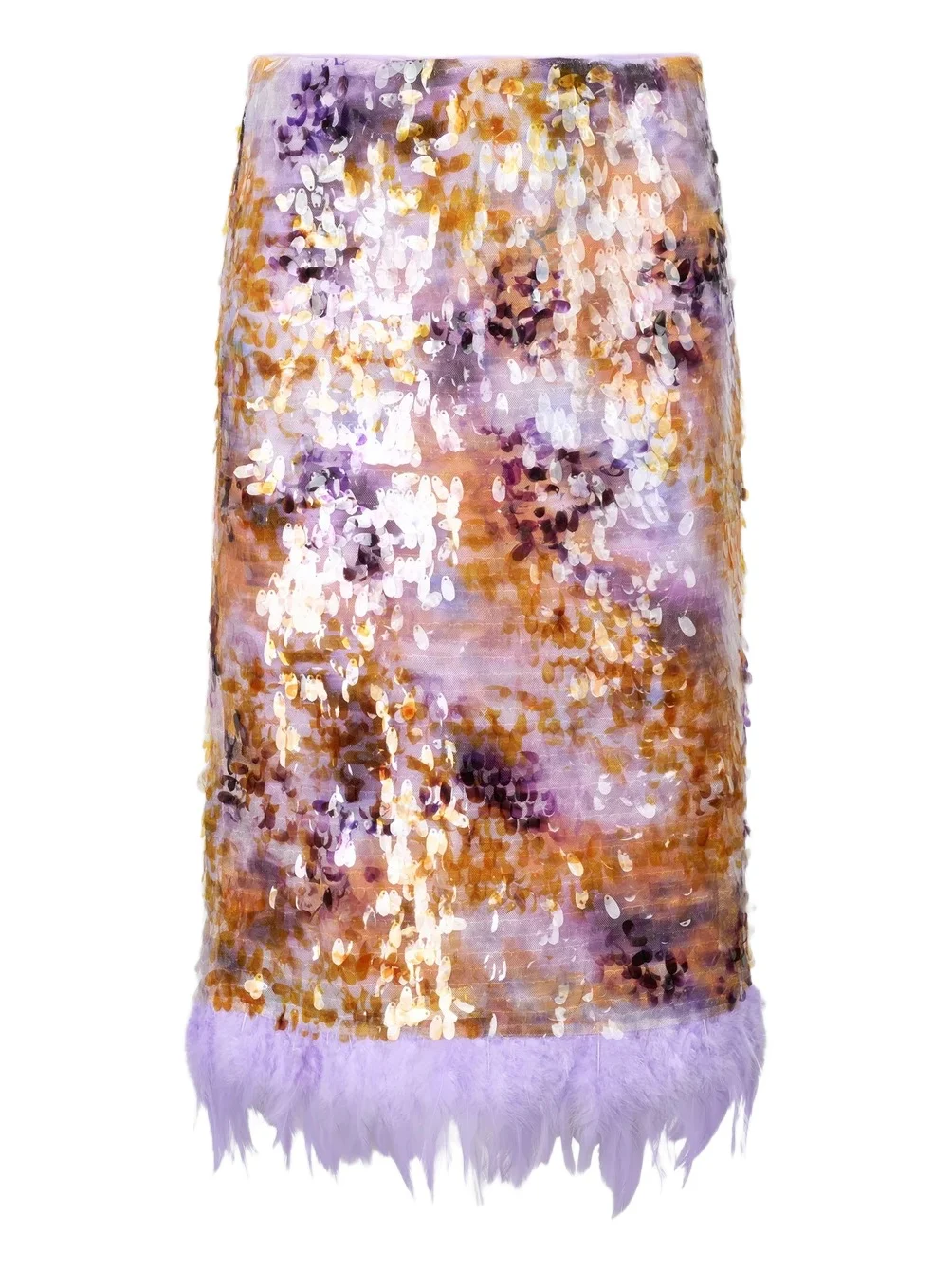Staud Women's Fen Sequinned Feather-Trim Midi Skirt