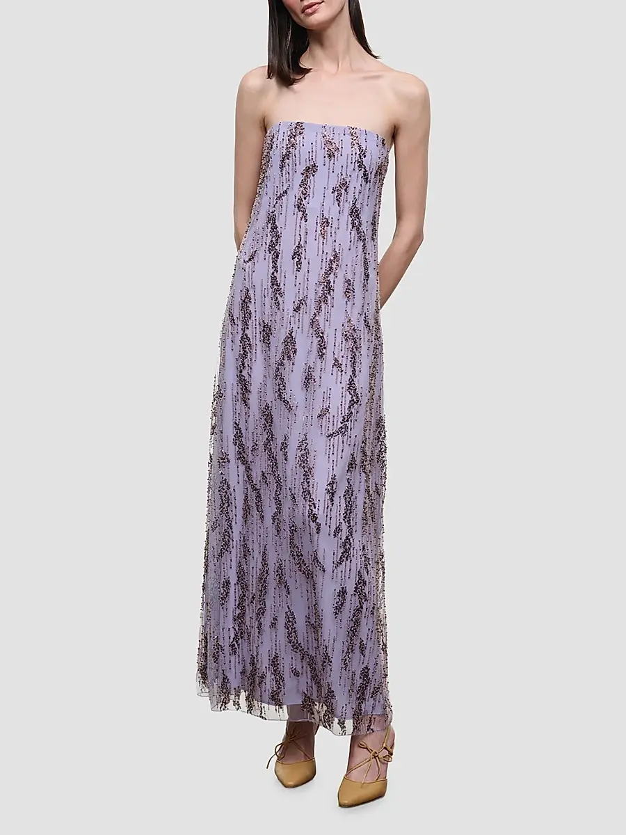 Staud Women's Cassie Embellished Mesh Strapless A-Line Gown | Thumbnail 2
