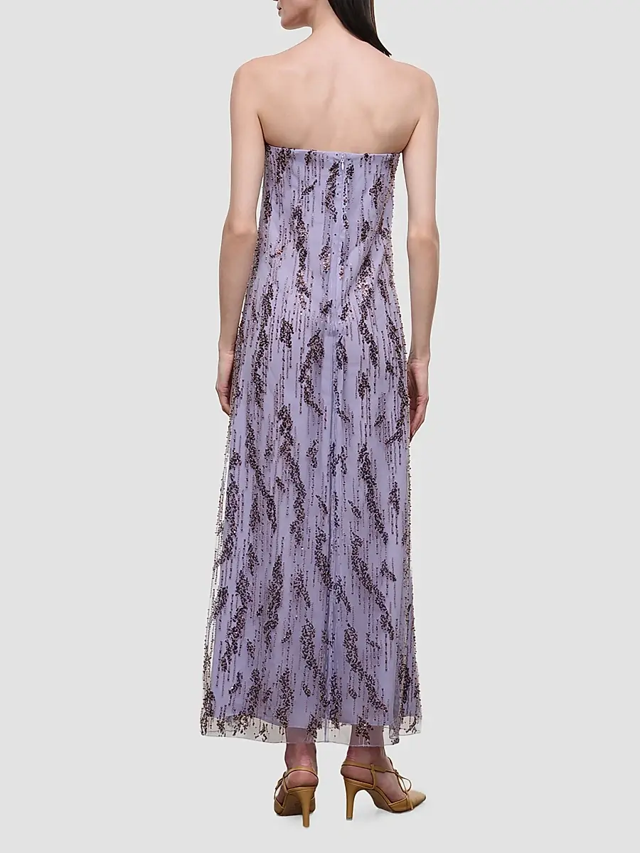 Staud Women's Cassie Embellished Mesh Strapless A-Line Gown | Thumbnail 3