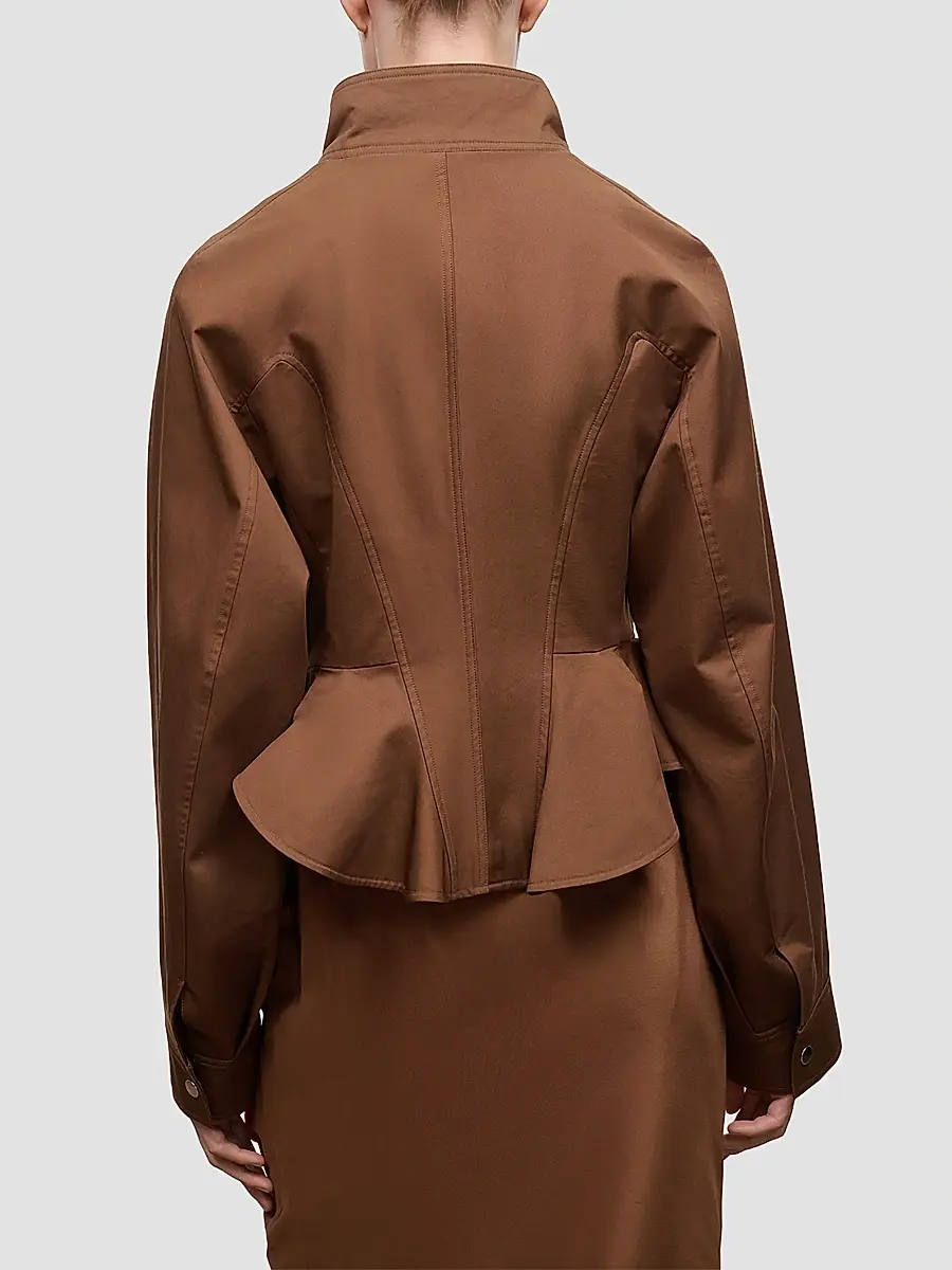 Staud Women's Archie Cotton Peplum Jacket | Thumbnail 3 Staud Women's Archie Cotton Peplum Jacket | Thumbnail 3