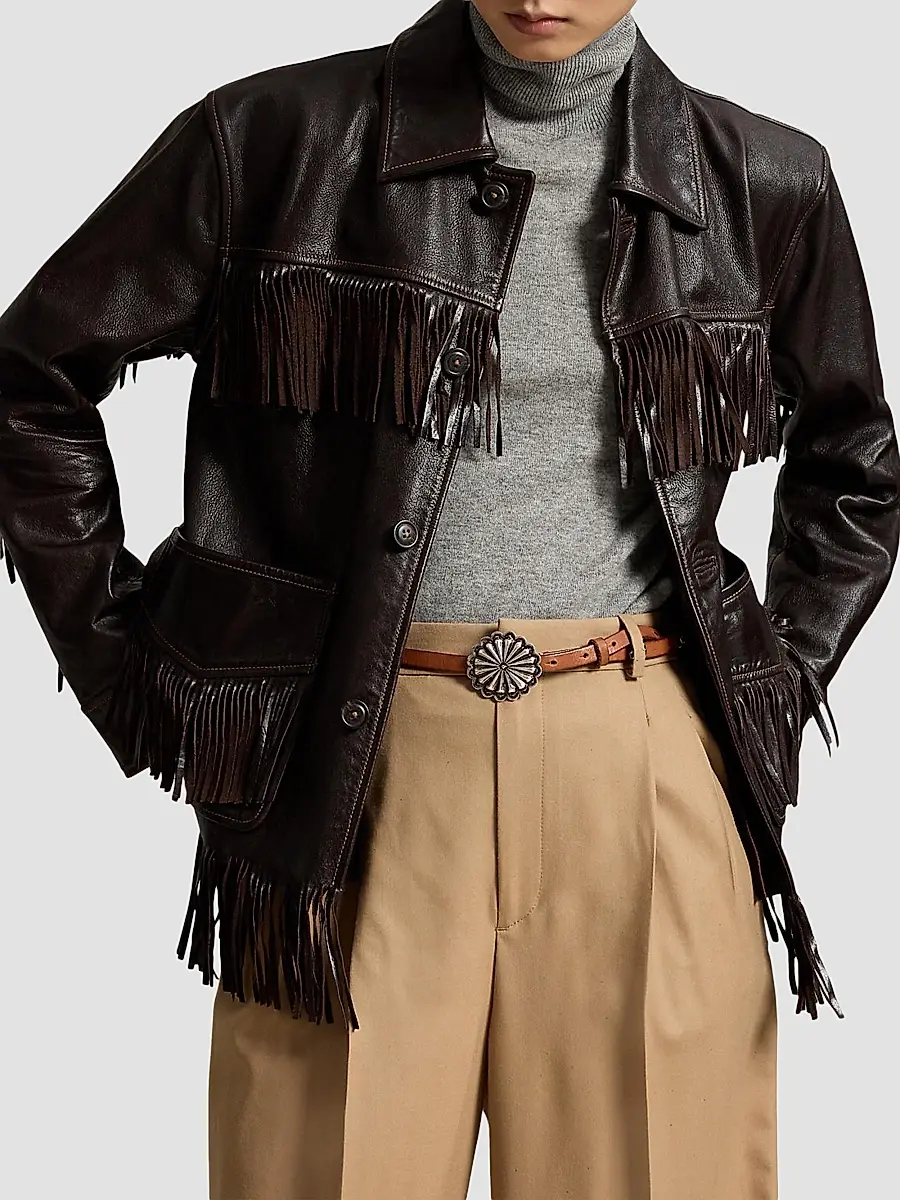 Polo Ralph Lauren Women's Leather Fringe Jacket | Thumbnail 4