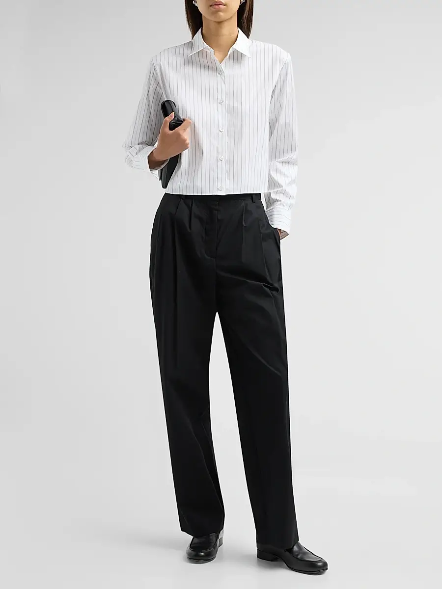 Theory Women's Striped Cotton-Blend Boxy Shirt | Thumbnail 2 Theory Women's Striped Cotton-Blend Boxy Shirt | Thumbnail 2
