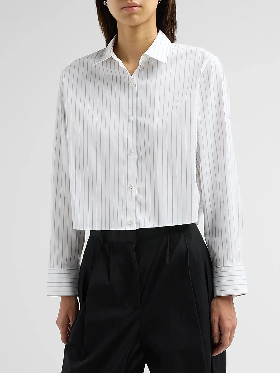 Theory Women's Striped Cotton-Blend Boxy Shirt | Thumbnail 4 Theory Women's Striped Cotton-Blend Boxy Shirt | Thumbnail 4