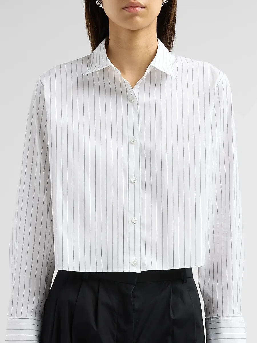 Theory Women's Striped Cotton-Blend Boxy Shirt | Thumbnail 5 Theory Women's Striped Cotton-Blend Boxy Shirt | Thumbnail 5