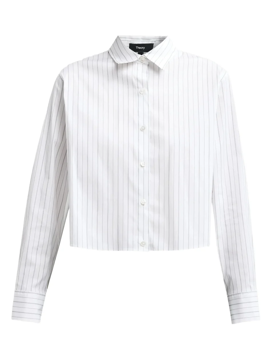 Women's Striped Cotton-Blend Boxy Shirt Women's Striped Cotton-Blend Boxy Shirt