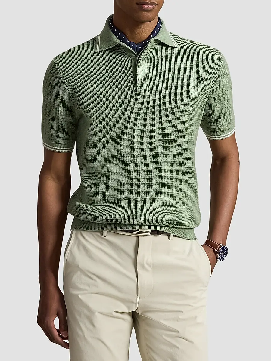 Polo Ralph Lauren Men's Waffle-Knit Cotton Polo Sweater | Thumbnail 4