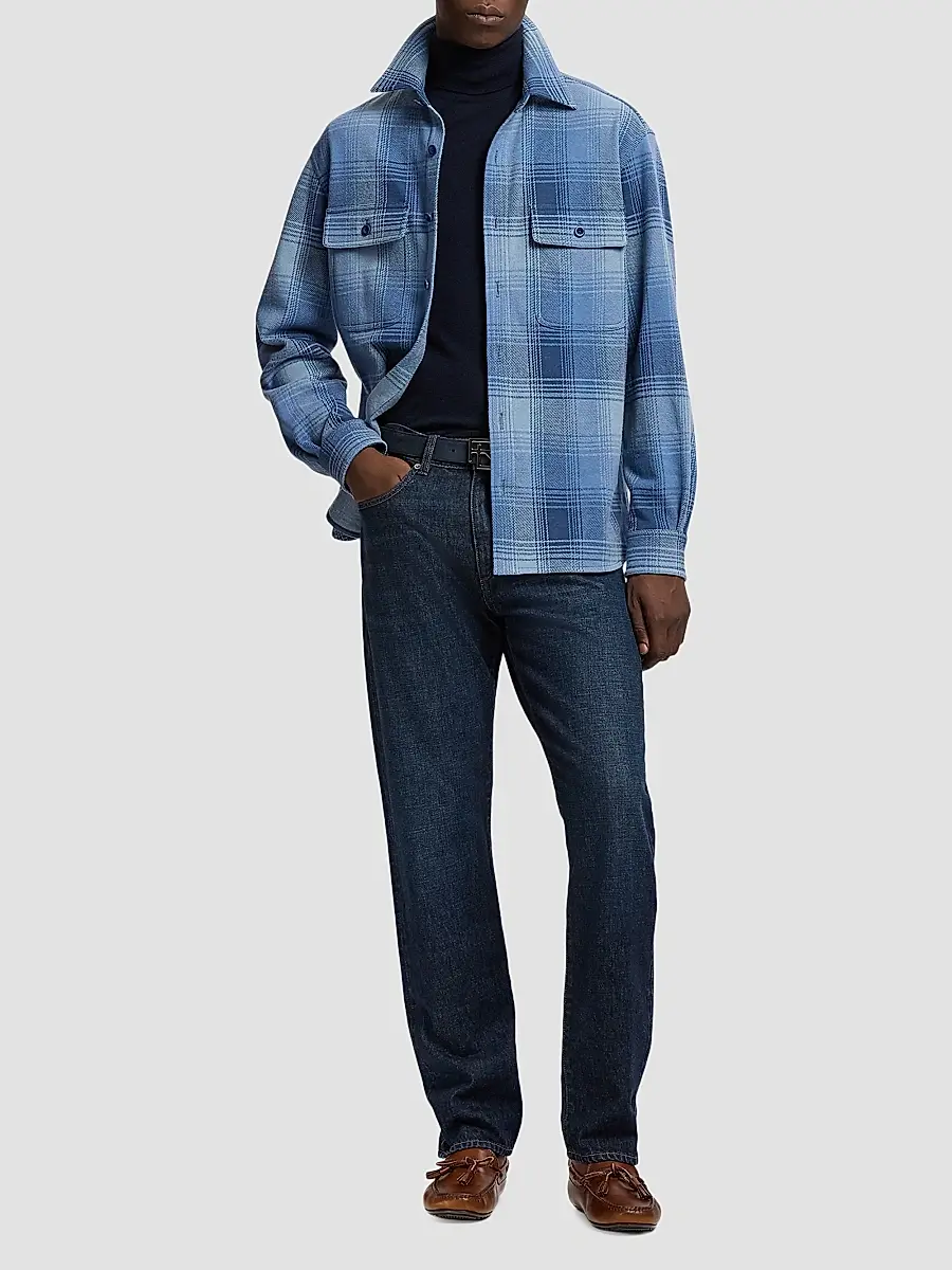 Ralph Lauren Purple Label Men's Plaid Cotton-Cashmere Shirt Jacket | Thumbnail 2