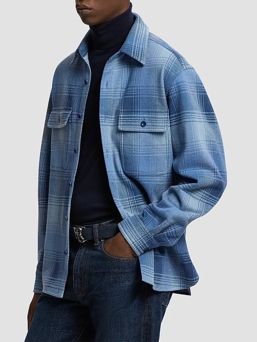 Ralph Lauren Purple Label Men's Plaid Cotton-Cashmere Shirt Jacket | Thumbnail 5