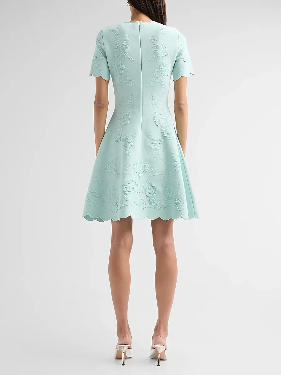 Oscar de la Renta Women's Tonal Hibiscus Circle Artwork Knit Dress | Thumbnail 3 Oscar de la Renta Women's Tonal Hibiscus Circle Artwork Knit Dress | Thumbnail 3