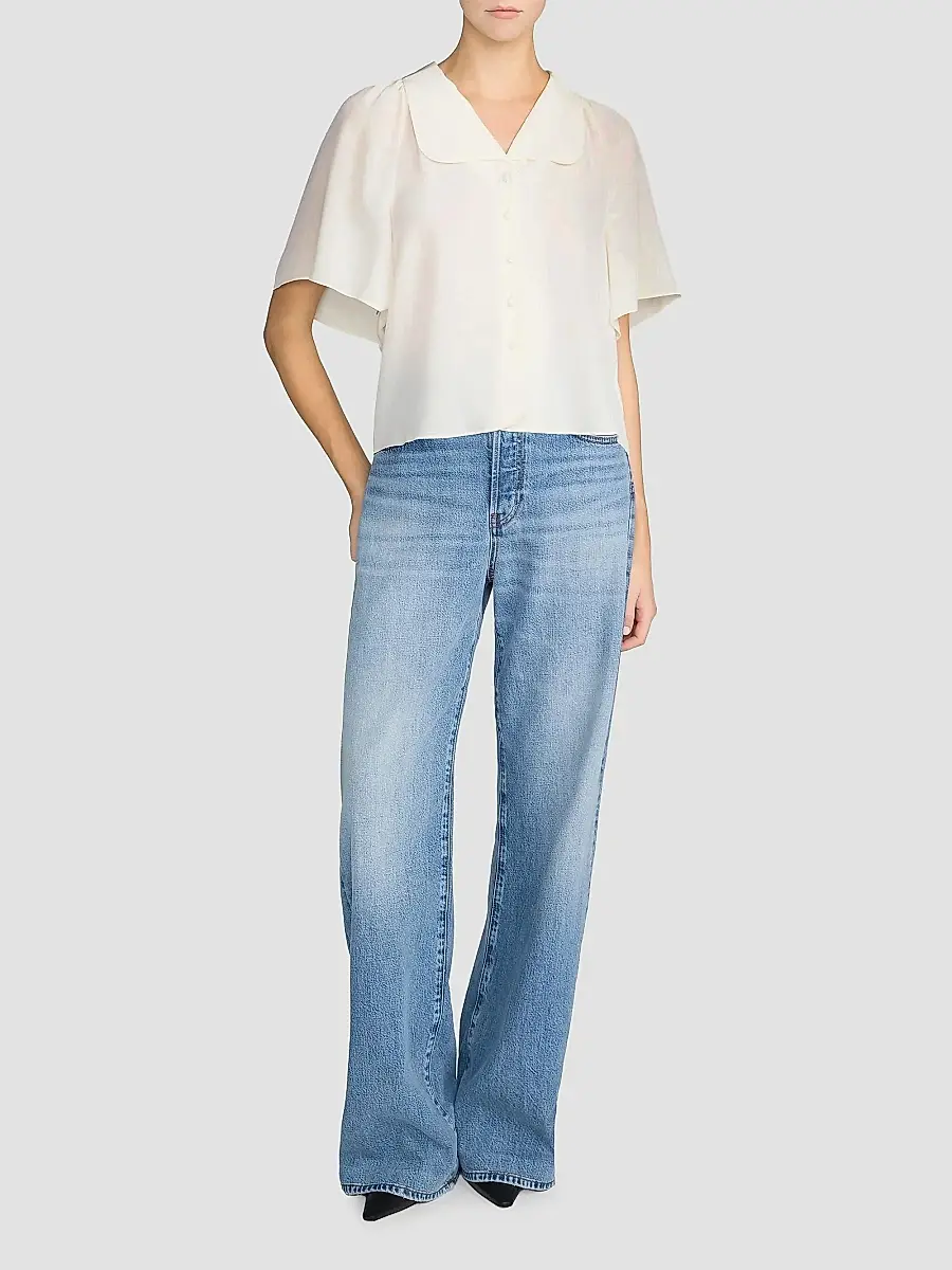 Frame Women's Silk Peter Pan-Collar Gala Shirt | Thumbnail 2 Frame Women's Silk Peter Pan-Collar Gala Shirt | Thumbnail 2